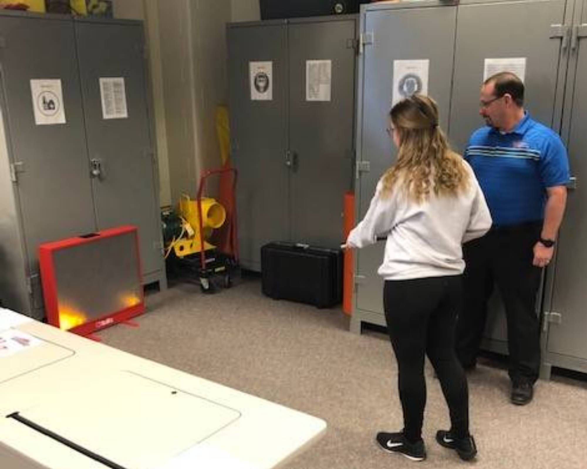 Fire extinguisher training at OSH lab